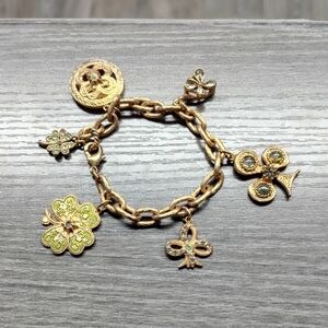 Sweet Romance Gold and Green Lucky Charm Bracelet